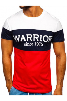 Koszulka męska z nadrukiem „WARRIOR” Denley 100693 - czerwona,