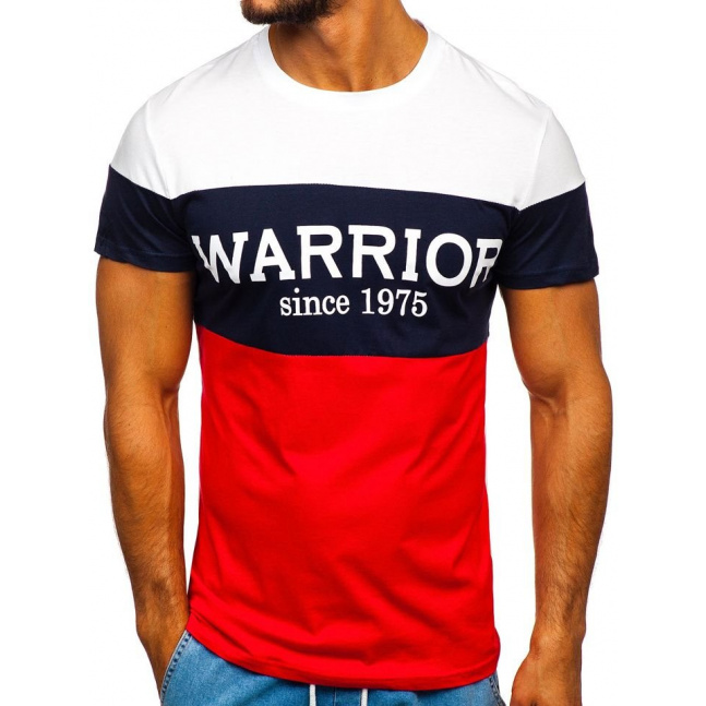 Koszulka męska z nadrukiem „WARRIOR” Denley 100693 - czerwona,