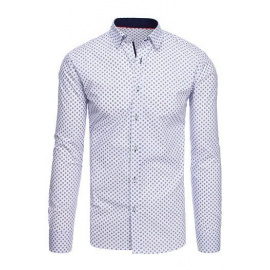 Biała koszula męska we wzory DX1880