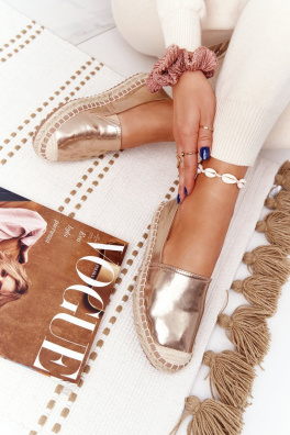 Dámské kožené espadrilky na platené podrážce Big Star - zlatá