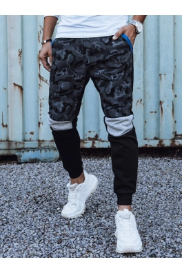 Spodnie męskie dresowe camo czarne Dstreet UX4429