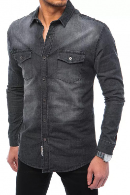 Koszula męska jeansowa czarna Dstreet DX2161