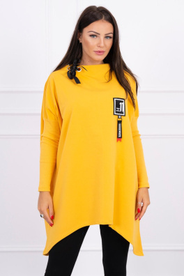 Oversize sweatshirt with asymmetrical sides mustard