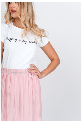 Koszulka damska z napisem "Shopping is my cardio" - biała,