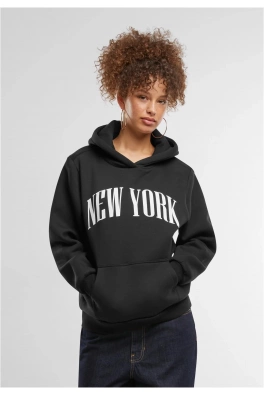 New York Ladies Fluffy Hoody black