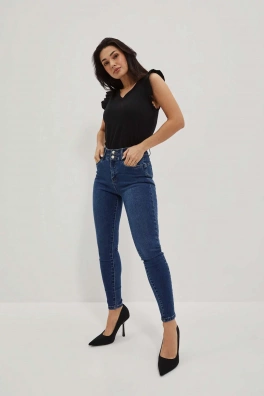 Jeansy skinny z kieszeniami ciemnoniebieskie
