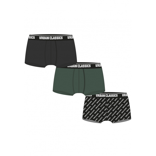 Boxer Shorts 3-Pack darkgreen+black+branded aop