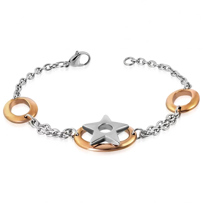 Bransoletka ze stali nierdzewnej - gwiazda w kole