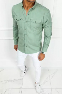 Koszula męska jeansowa zielona Dstreet DX2353