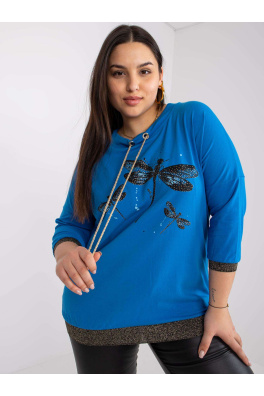 Ciemnoniebieska damska bluzka plus size z aplikacją Lorraine
